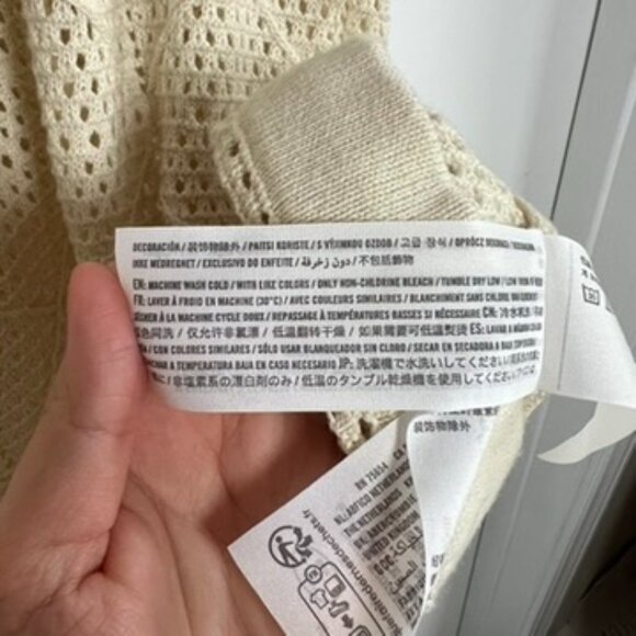 Abercrombie & Fitch Cream Crochet Knit Mini Dress Swim Cover, Size Medium - Picture 6 of 8